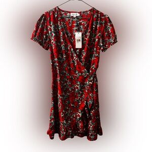 Molly Bracken Red and Black Floral Mini Dress